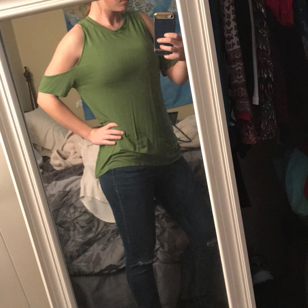 Soft open shoulder top